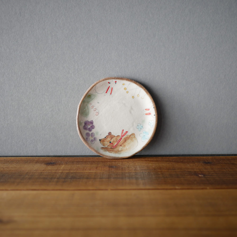 目片まゆみ/4寸皿(くまとうさぎ)2