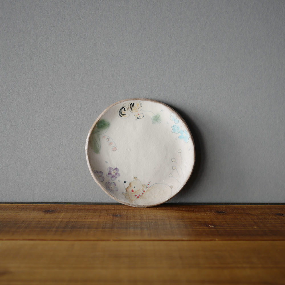 目片まゆみ/5寸皿(くまとリス)3