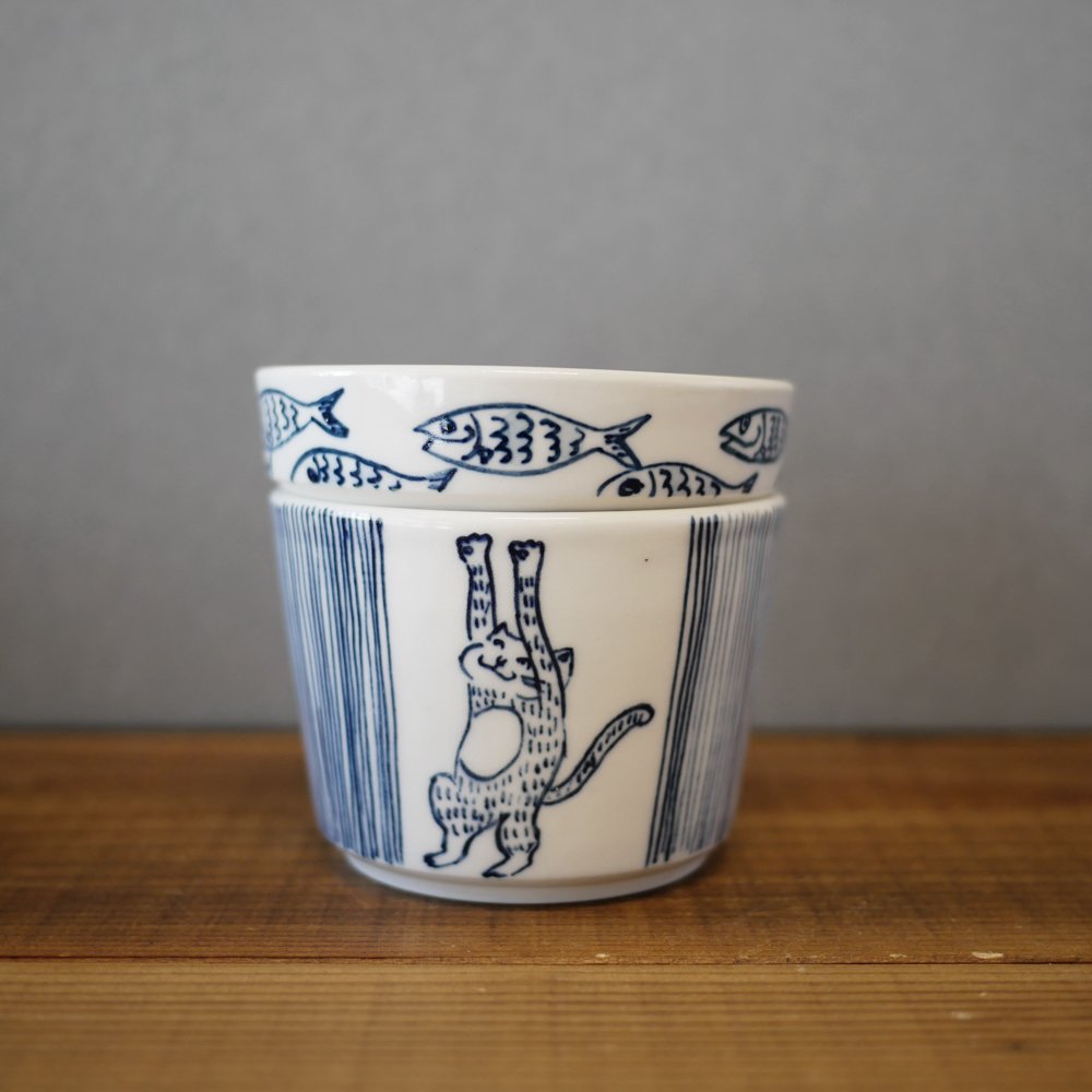 ゆめこ/ネコと魚の小皿&そばちょこセット2