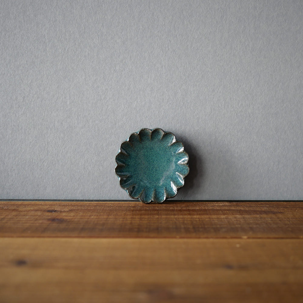 小澤基晴/輪花豆皿 翡翠