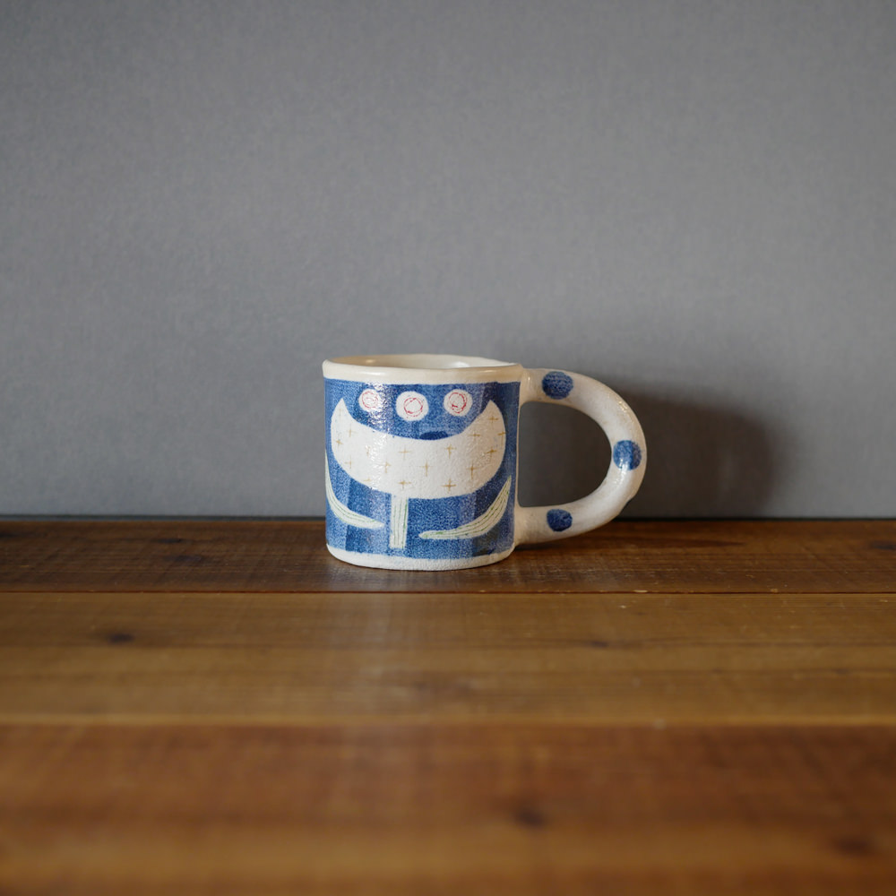 hapun pottery/ステッチ_マグ(青色)1