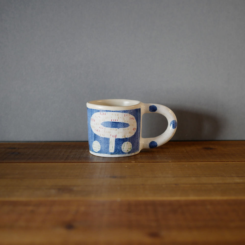 hapun pottery/ステッチ_マグ(青色)2