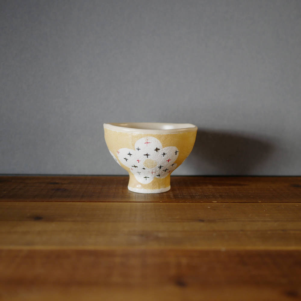hapun pottery/ステッチ_飯碗(黄色)2