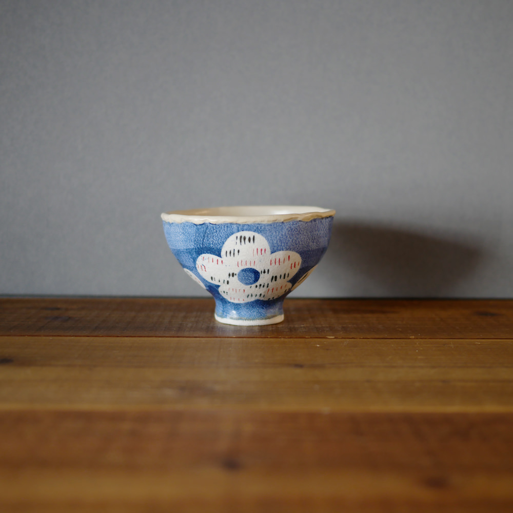 hapun pottery/ステッチ_飯碗(青色)4