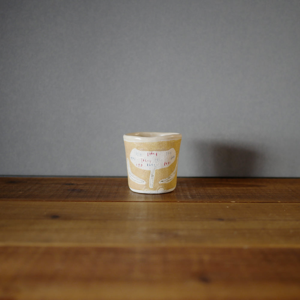hapun pottery/モザイク_ちょこっとカップ(黄色)1