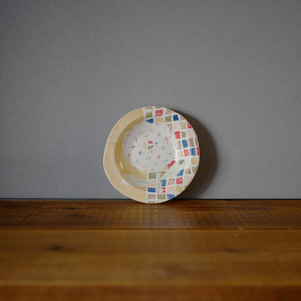 hapun pottery/モザイク_小皿(黄色)1