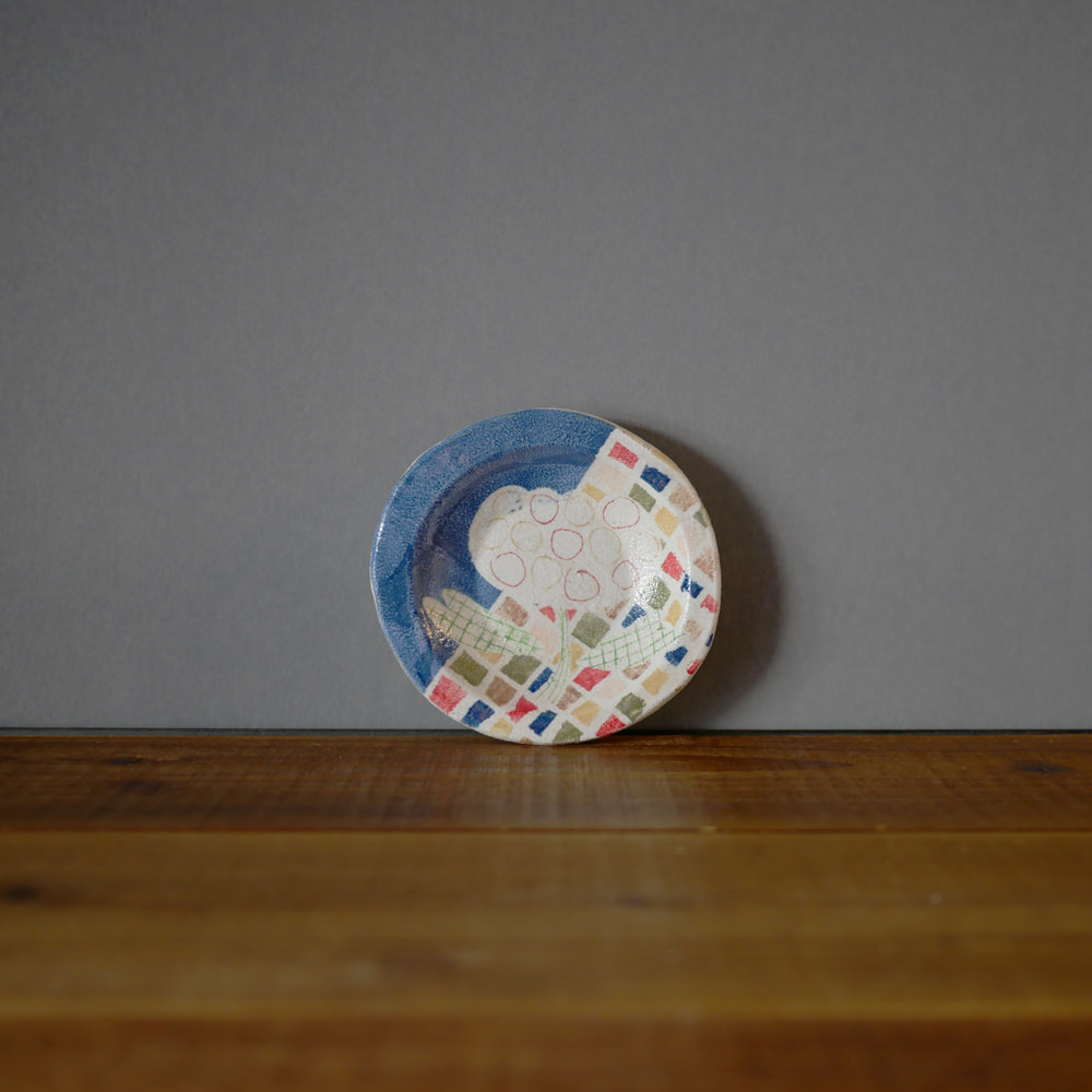 hapun pottery/モザイク_小皿(青色)2