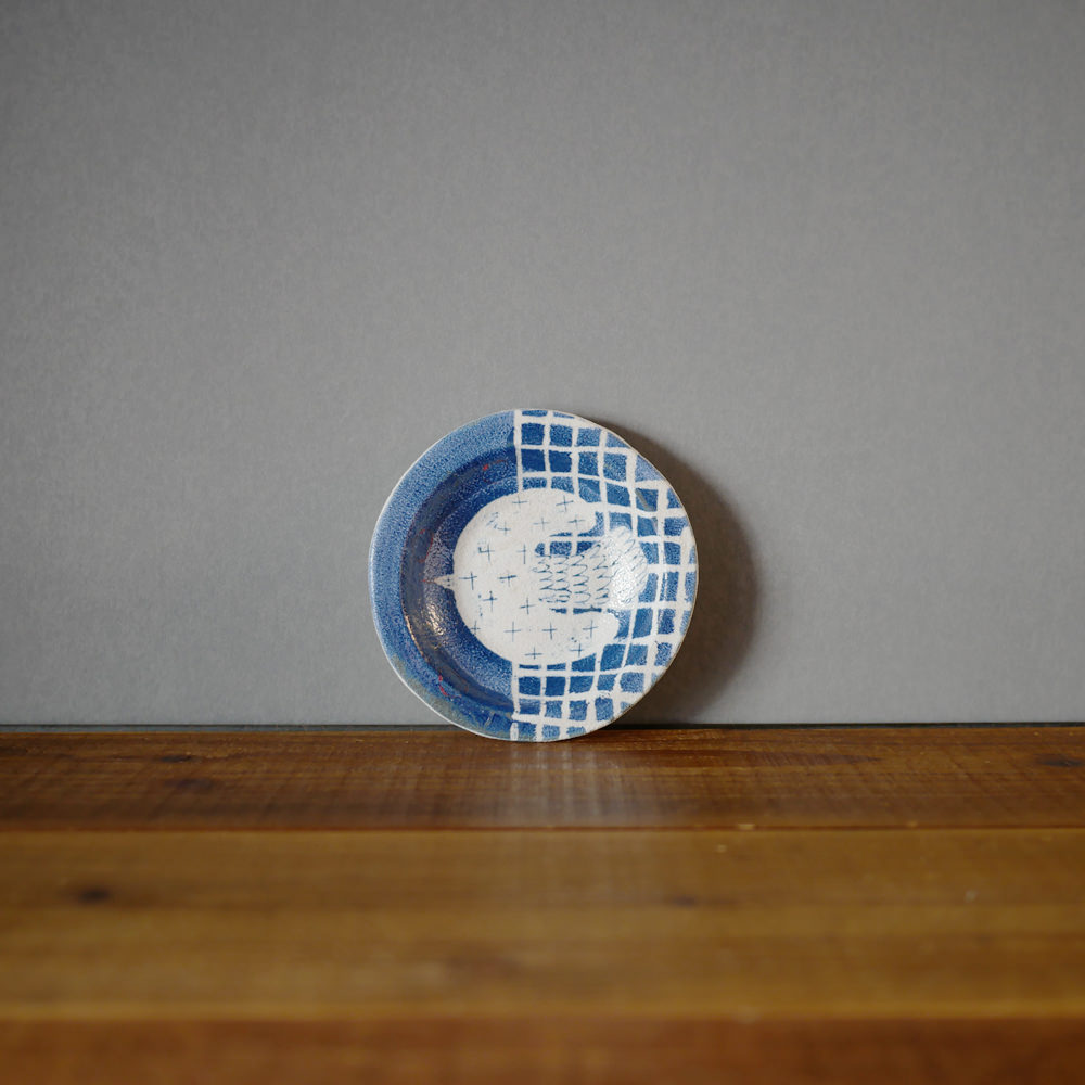 hapun pottery/モザイク_小皿(青色)3
